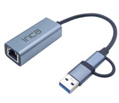 Inca IUTP-01TX Alüminyum 1000Mbps USB 3.0 & Type-C 3.1 Ethernet Çevirici Adaptör