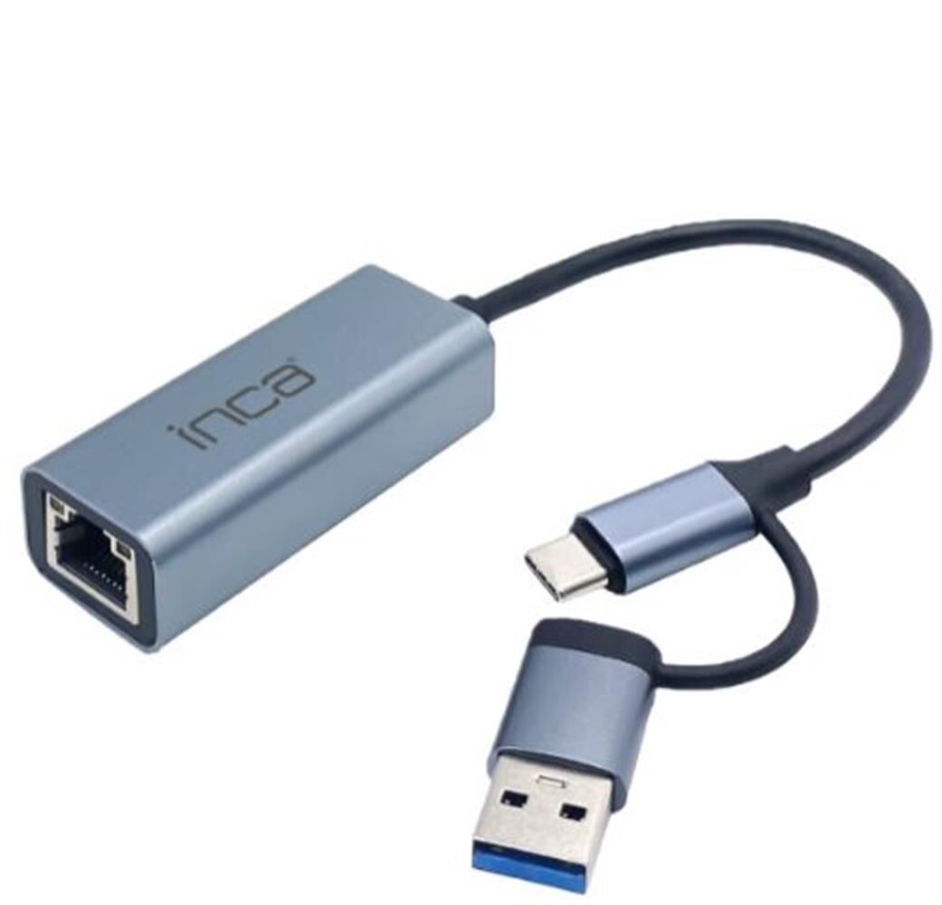 Inca IUTP-01TX Alüminyum 1000Mbps USB 3.0 & Type-C 3.1 Ethernet Çevirici Adaptör