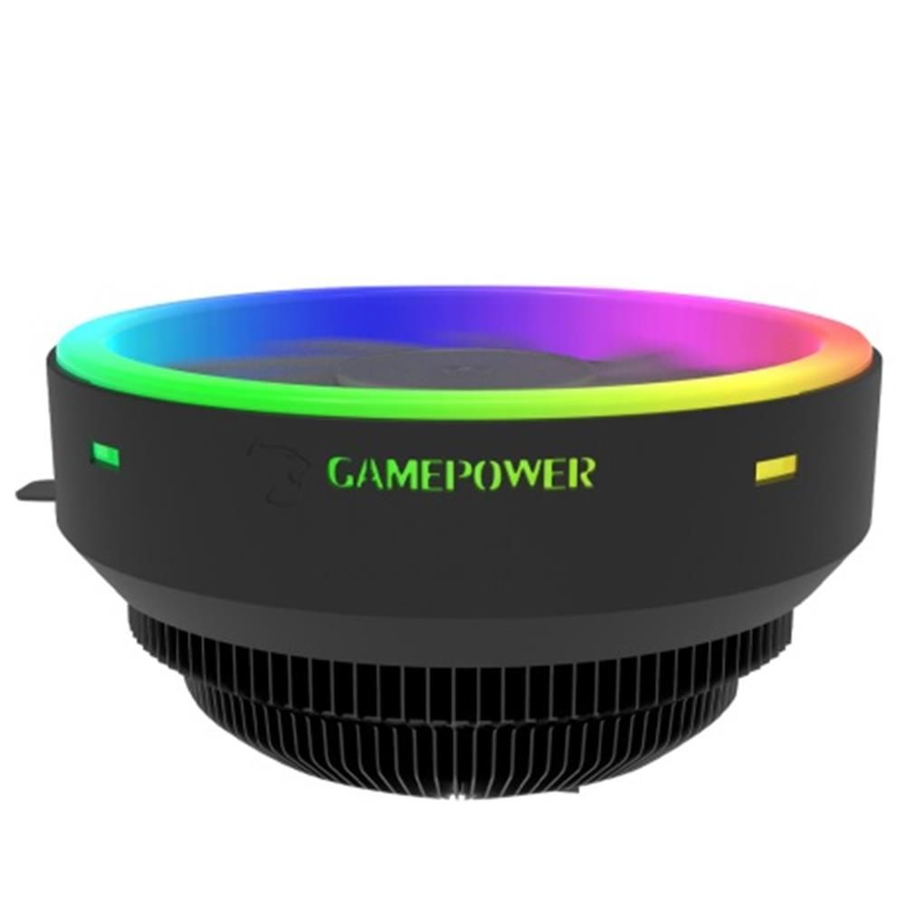 GamePower Airbender RGB CPU Hava Soğutucusu 120×120×25 mm Hydraulic Rulman 800‑2000 RPM PWM Fan 36 CFM 26 dBA 13.5 W/M‑K Termal Macun Intel AM4/115x/1366/775 AMD AM3+/FM2/FM1 Soket Destekli Siyah
