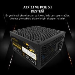 James Donkey JDP1050 APFC 12 cm 1050 W 80+ Bronze ATX 3.1 PCI‑E 5.1 Güç Kaynağı