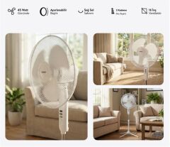 Everest FAN10 EcoWind Beyaz Metal Yıldız Ayak 3 Bıçaklı Vantilatör- Pervanesi 16'' Maks 45W 3 Kademe