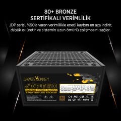 James Donkey JDP650 APFC 12 Cm 650 W 80+ Bronze Sertifikalı Aktif PFC Güç Kaynağı 120 mm Fan 24 Ay Garanti