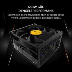 James Donkey JDP650 APFC 12 Cm 650 W 80+ Bronze Sertifikalı Aktif PFC Güç Kaynağı 120 mm Fan 24 Ay Garanti