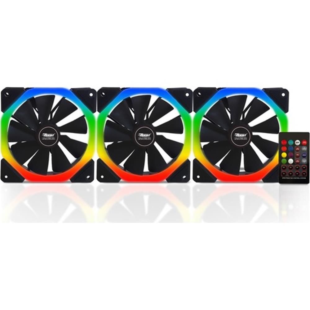 Power Boost Halo‑Dual Rings 7 color 3xRGB Fan Kit JPBF‑RAINBOWKIT12 120 mm 1100 RPM Hydro Bearing RGB 18 LED Fan Kontrolcü ve Uzaktan Kumanda Dahil