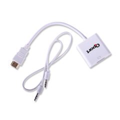 Qport Q-HD-VGJ HDMI to VGA Aktif Dönüştürücü - Ses Çıkışlı ve Micro USB Güç Beslemeli