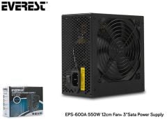 Everest EPS‑600A 600W 12 cm Fanlı Aktif PFC ATX Güç Kaynağı