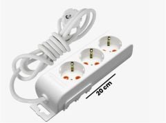 Mutlusan Ri-Tech 3'lü Topraklı Grup Priz 1 Metre Kablolu Beyaz (001 175 310002 01 00)