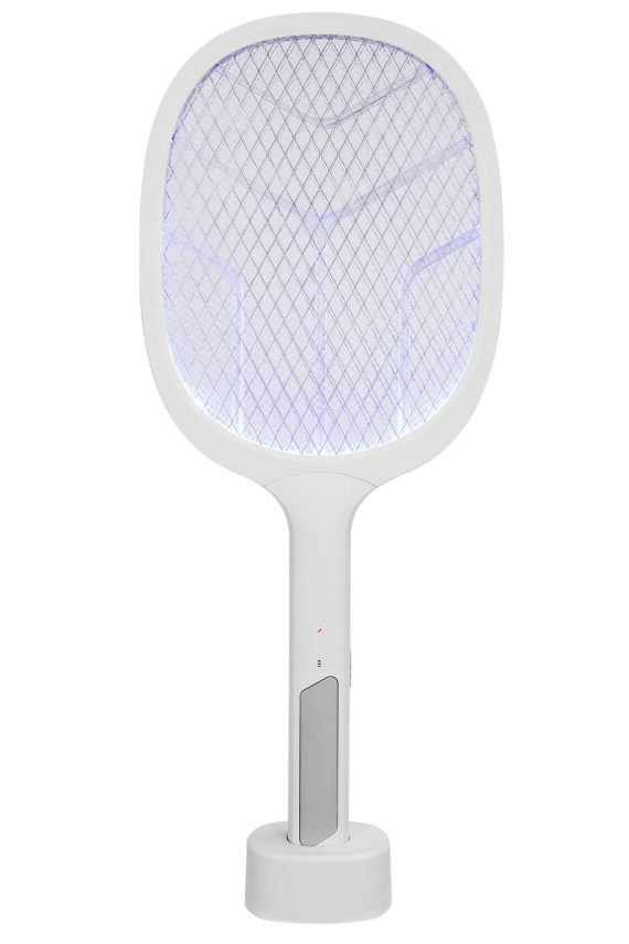 Asonic AS-A25 UV Mavi Işıklı Şarjlı Masaüstü Raket Sinek Öldürücü Beyaz-Gri 1200mAh 3000V Çıkış Elektrikli Sinek Savar