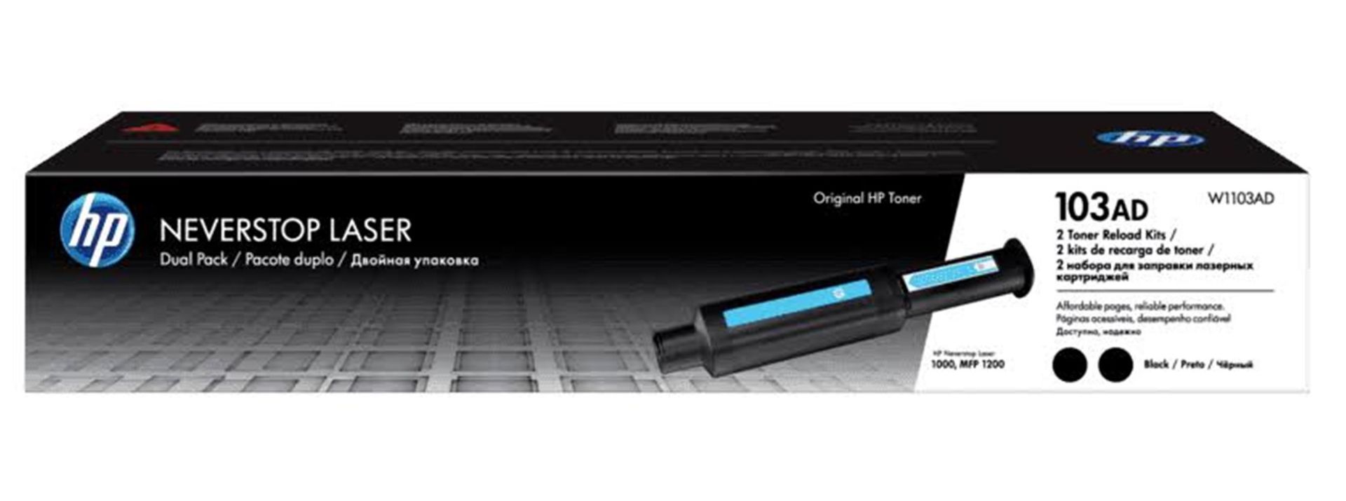 HP 103AD Black (Siyah) Neverstop Laser Dual Pack (İkili Paket) Toner Dolum Kiti - 2 x 2.500 Sayfa (W1103AD)