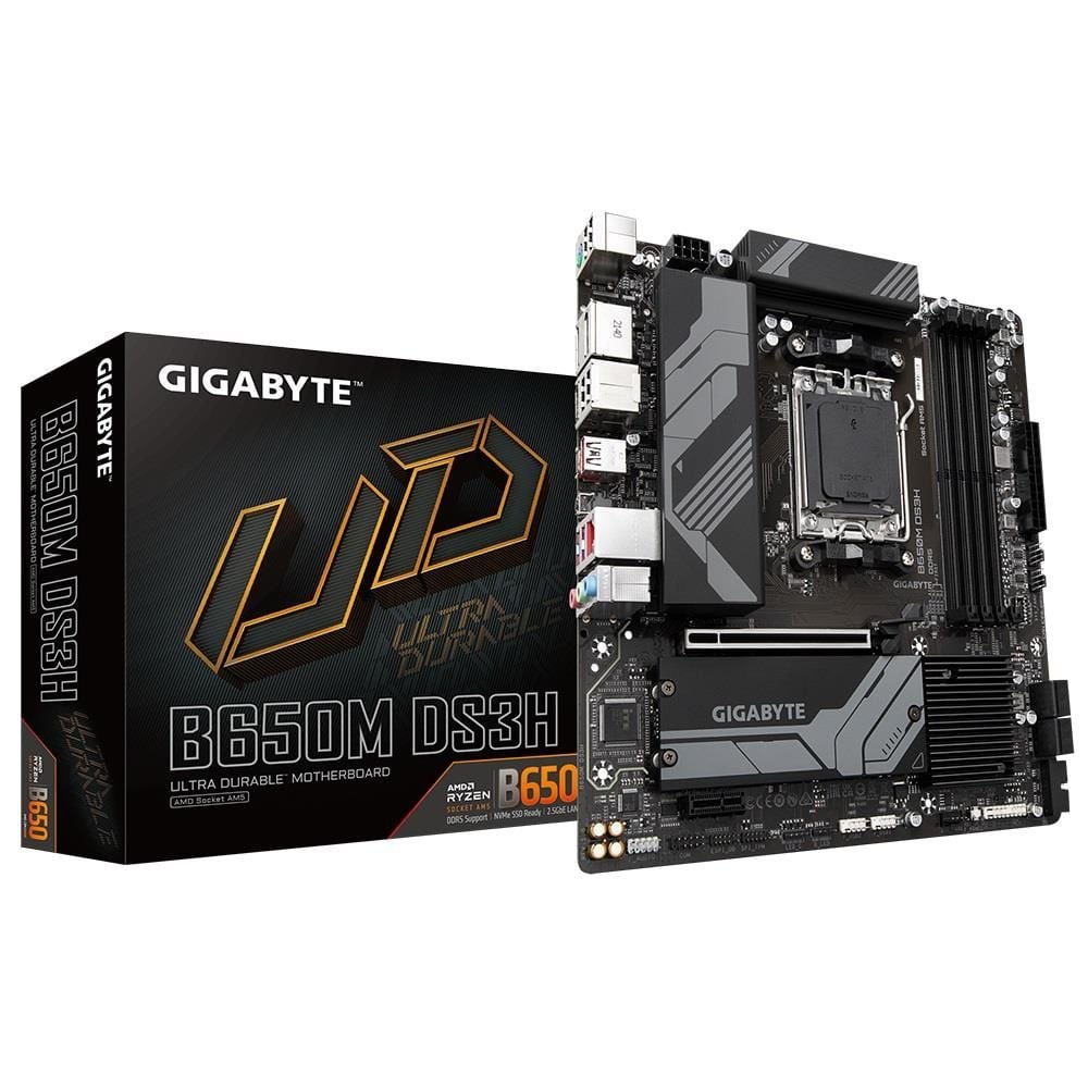 Gigabyte B650M DS3H AM5 DDR5 4 DIMM 128GB HDMI DisplayPort PCIe 4.0 x16 M.2 2.5GbE Smart Fan 6 Mikro‑ATX Anakart