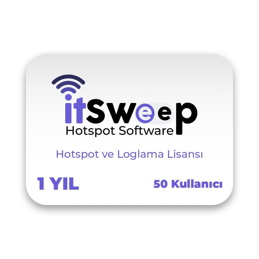 ITSweep HS1-50 50 Kullanıcılı 1 Yıllık Hotspot, KVKK ve 5651 Sayılı Kanun Uyumlu Loglama Yazılımı Lisansı