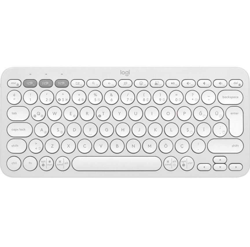 Logitech Pebble Keys 2 K380s Bluetooth Kablosuz Türkçe Q Klavye - Beyaz (920-011860)