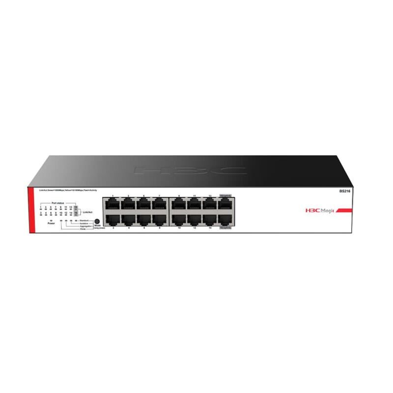 H3C MAGIC BS216 16 Port Gigabit Rackmount Switch, Tam Metal Kasa, 10 Gbps Switching