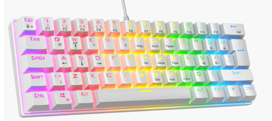 Rampage ALLY K11 Beyaz Rainbow Q Blue Switch Bilek Destekli Mekanik Gaming Oyuncu Klavyesi