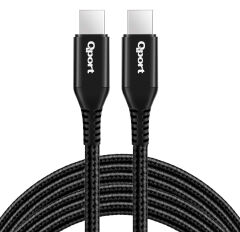 Qport Q-TYPE-C3 3 Metre USB-C to USB-C 100W 5A PD (Power Delivery) Süper Hızlı Şarj ve Veri Aktarım Kablosu