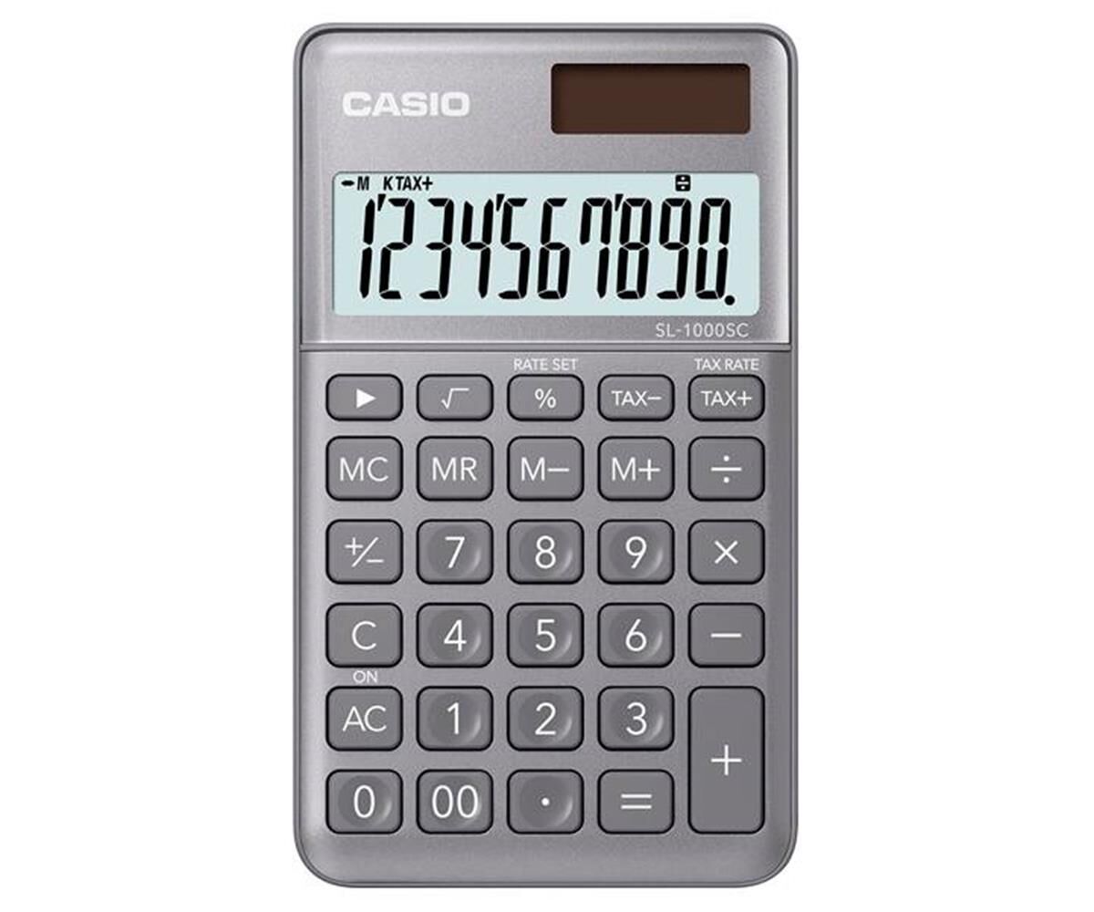 Casio SL-1000SC-GY Gri Şık Tasarım 10 Haneli Cep Tipi Hesap Makinesi