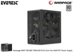 RAMPAGE RMP‑700‑80P 700W 80 PLUS Bronze 12 cm Fan Aktif PFC ATX PSU Siyah