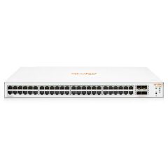 HPE Aruba Instant On 1830‑48G JL814A 48×10/100/1000 Mbps RJ45 + 4×1 Gbps SFP Uplink Smart‑Managed Rack‑Mount Switch • 104 Gbps Switching • 77.37 Mpps • Web/Cloud Yönetim • Fanless Metal Kasa • Energy‑Efficient Ethernet • Lifetime Garanti