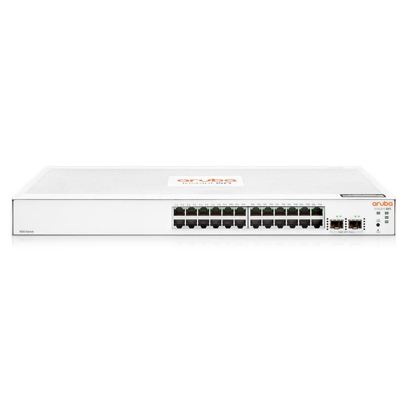 HPE Aruba Instant On 1830-24G JL812A 24×10/100/1000 Mbps RJ45 + 2×1Gbps SFP Uplink Smart-Managed Rackmount Switch • 52 Gbps Switching • 38.7 Mpps • Web & Cloud Yönetim • Fanless Metal Kasa • Energy Efficient Ethernet • Lifetime Garanti