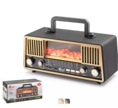Hadron FP331S Siyah Bluetooth FM Radyo Destekli Güneş Panelli RGB Alev Efektli Nostaljik Hoparlör