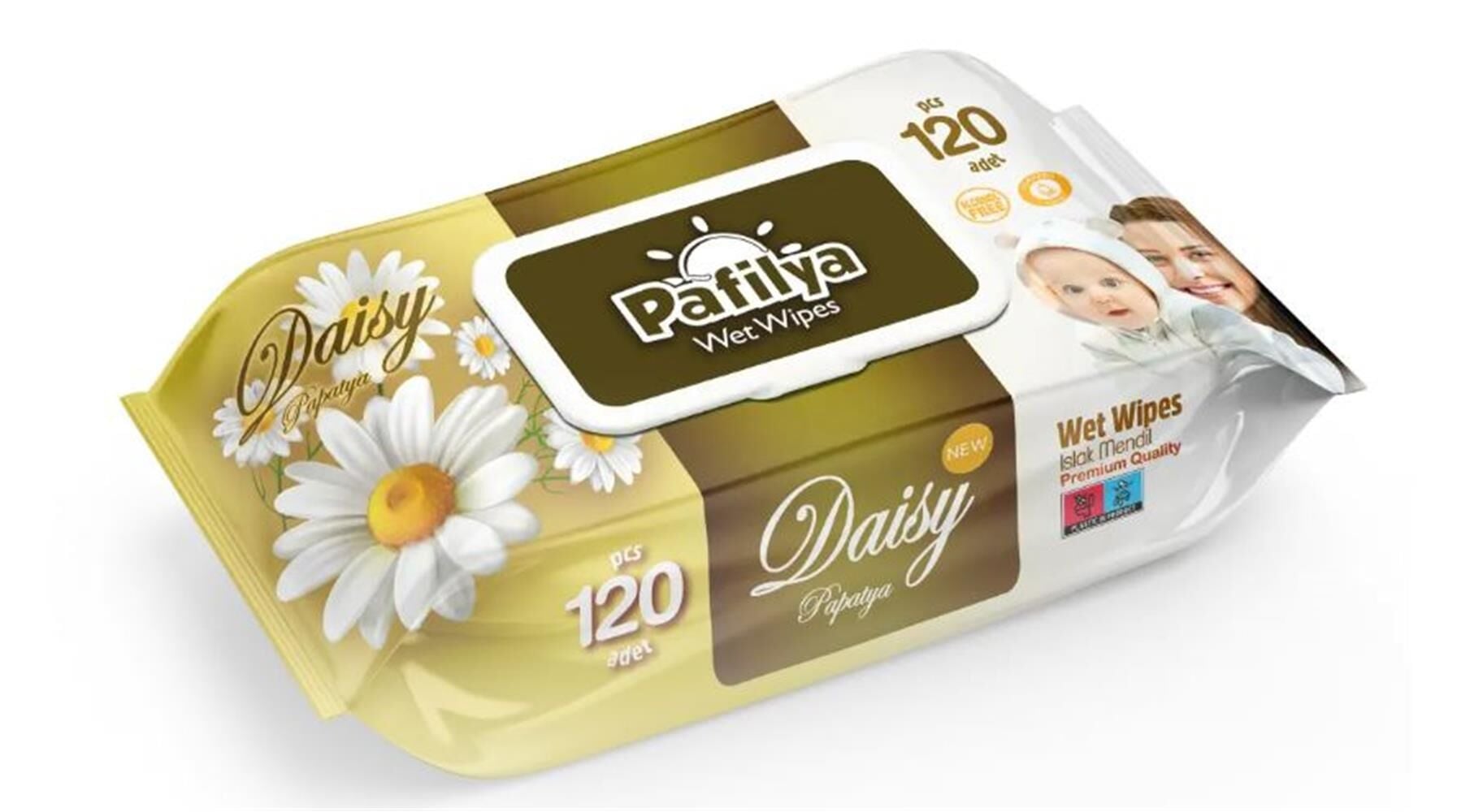 Pafilya Papatya Özlü Islak Havlu 120 Adet - Alkol ve Paraben İçermeyen Premium Seri