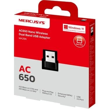 Tp-Link Mercusys MA20N AC650 Nano Wi-fi Kablosuz USB 2.0 Adaptör