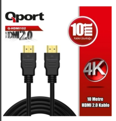QPort Q-HDMI102 10 Metre HDMI 2.0 4K 60Hz Ultra HD Görüntü ve Ses Aktarım Kablosu