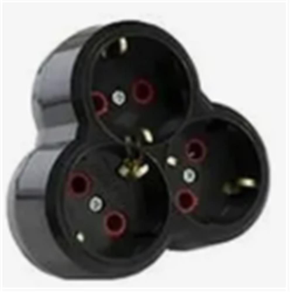 Mutlusan Üçlü Topraklı Fiş-Priz Adaptör Yonca Tip Siyah (001 170 033002 00 11)