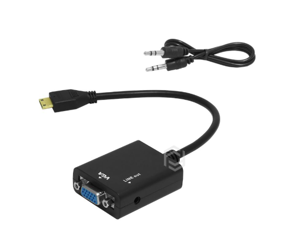 Frisby FA-6672C Mini HDMI to VGA + 3.5mm Ses Aktif Dönüştürücü 1080p Full HD Dijitalden Analoga Çevirici Adaptör