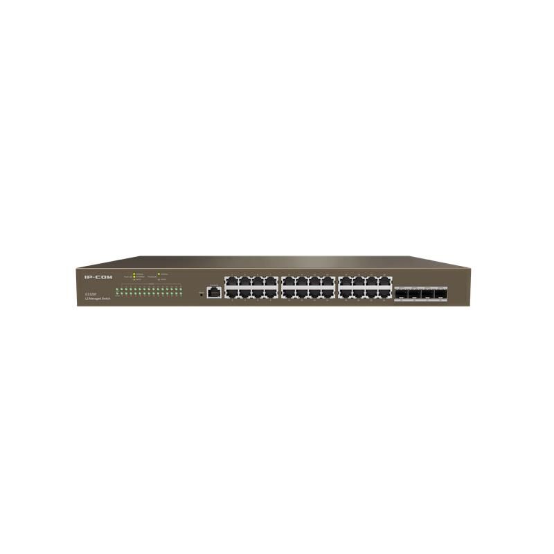 IP‑COM G3328F 24×10/100/1000 Mbps RJ45 + 4×1 Gbps SFP Uplink L2 Cloud‑Yönetilebilir Rackmount Switch (IMS Cloud, 40 Gbps, 16 K MAC)