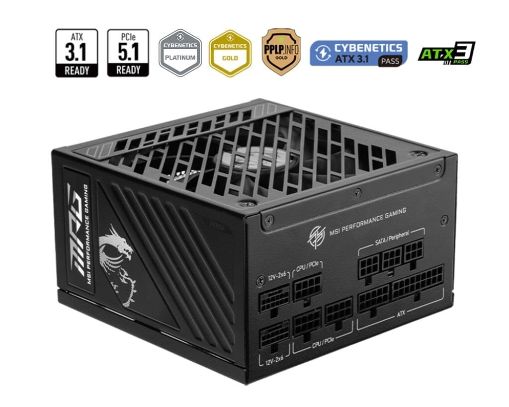 MSI MPG A1250GS PCIE5 1250W 80+ Gold Tam Modüler 135mm Fanlı Güç Kaynağı