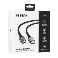 S-LINK SLX-HD4K03 19+1 HDMI to HDMI 3m Metal v2.0 4K (4096*2160) 60Hz Kablo