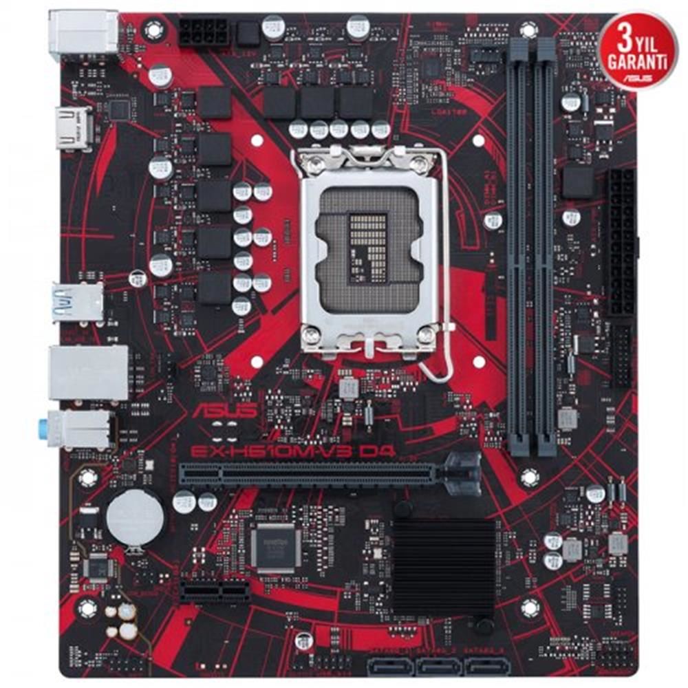 Asus EX-H610M-V3 D4 Intel H610 Soket 1700 mATX DDR4 3200 MHz Gaming (Oyuncu) Anakart