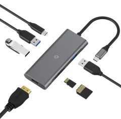 Frisby FA-7712TC USB Type-C™ Hub HDMI 4K Çıkış 3x USB 3.0 SD TF Kart Okuyucu Power Delivery (PD) Şarj Destekli Çoklayıcı Adaptör