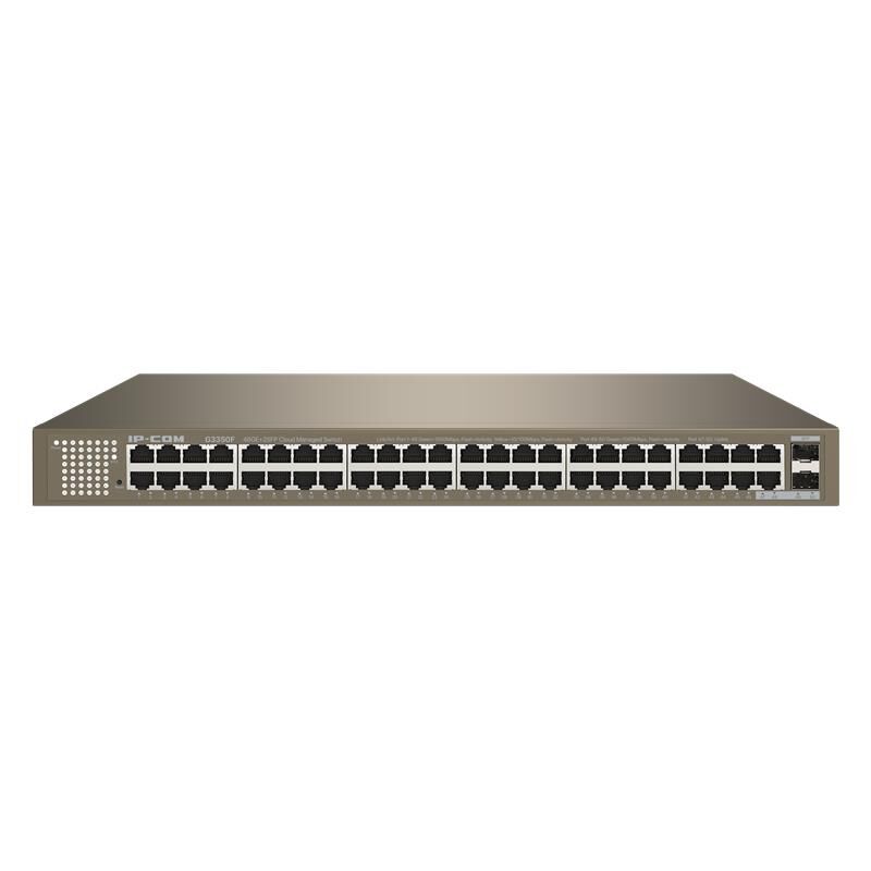 IP‑COM G3350F 48×10/100/1000 Mbps RJ45 + 2×1 Gbps SFP Uplink L2 Cloud‑Yönetilebilir Rackmount Switch (Metal, 1U)