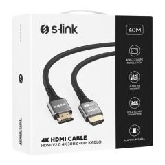 S-LINK SLX-HD4K40 19+1 HDMI to HDMI 40m Metal v2.0 4K (4096*2160) 30Hz Kablo