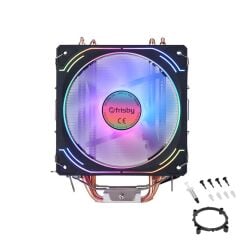 FRISBY FCL‑F1334C (P4S) INTEL 1366/115X/1200/1700 AM2/AM2+/AM3/AM4/AM5 Destekli ARGB 120 mm Bakır Borulu 1×Fan 180W İşlemci Soğutucu