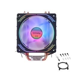 FRISBY FCL‑F1334C (P4S) INTEL 1366/115X/1200/1700 AM2/AM2+/AM3/AM4/AM5 Destekli ARGB 120 mm Bakır Borulu 1×Fan 180W İşlemci Soğutucu