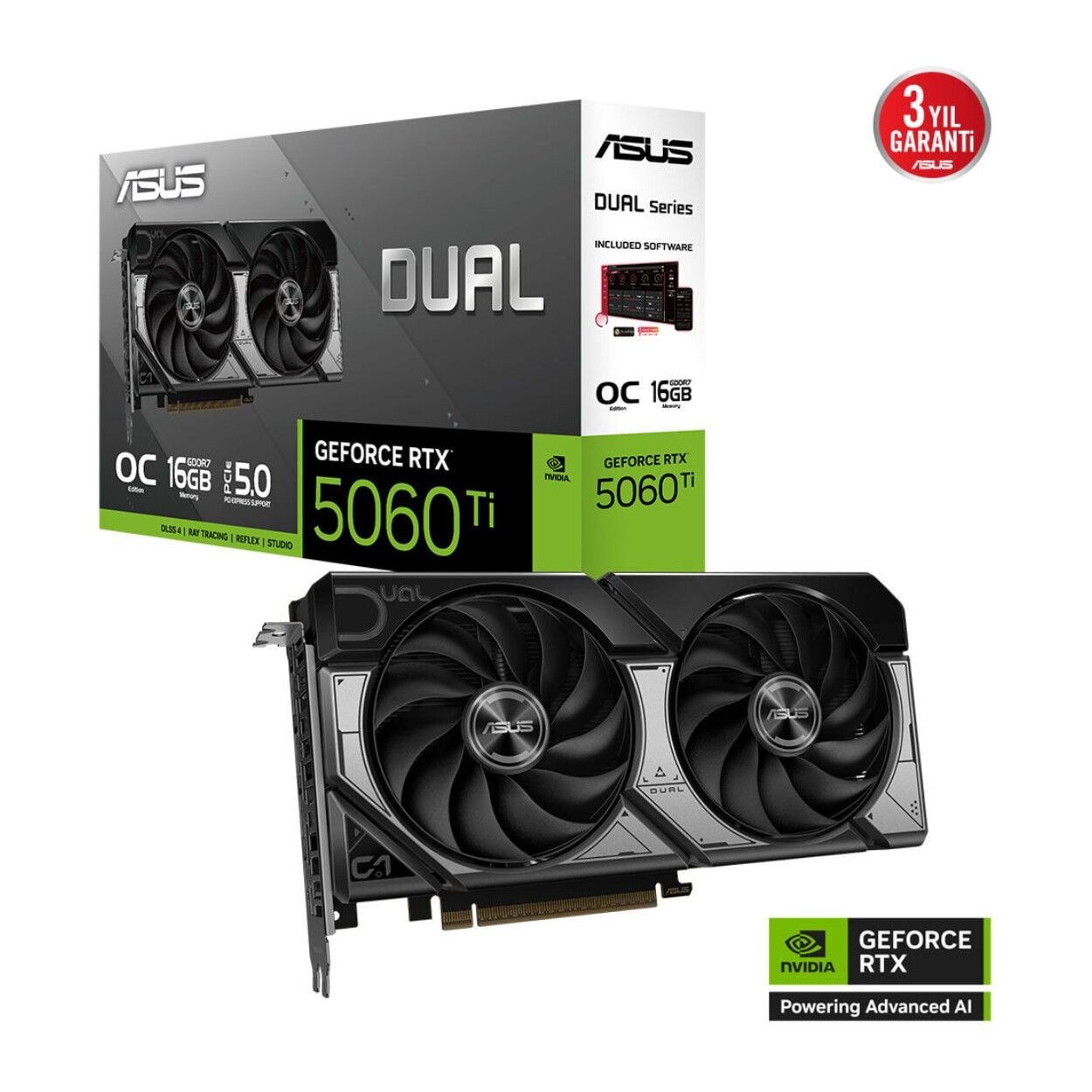 16 GB ASUS DUAL-RTX5060TI-O16G RTX 5060TI GDDR7 128Bit DLSS4 Ekran Kartı