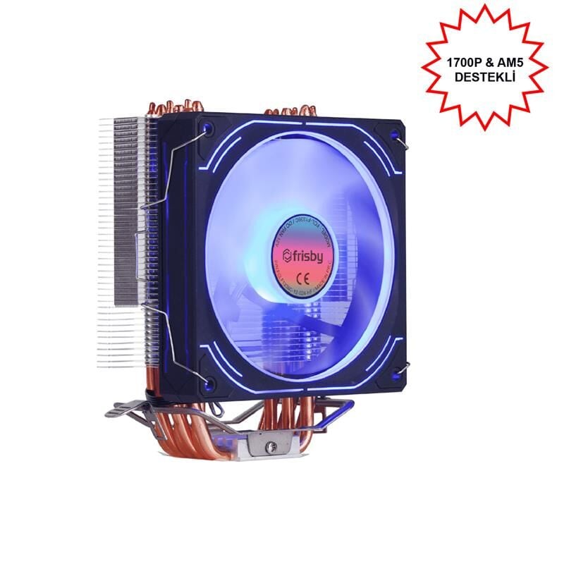 FRISBY FCL‑F1336C (P6S) Intel LGA 1366/115X/1200/1700 – AMD AM2/AM2+/AM3/AM4/AM5 6 Saf Bakır Borulu 120 mm ARGB PWM Fanlı Hava Soğutucu, 200 W TDP, 24 Ay Garanti