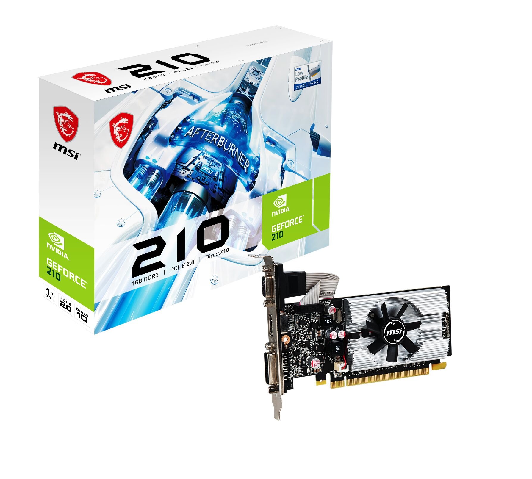 MSI N210‑1GD3/LP NVIDIA GeForce 210 1 GB GDDR3 64‑Bit 589 MHz Core 1000 MHz Memory Clock VGA + DVI + HDMI Desteği Low‑Profile PCI‑Express 2.0 x16 Ekran Kartı