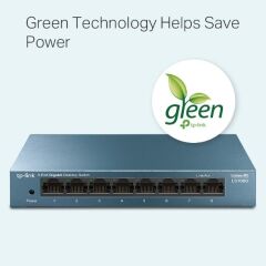 TP-LINK LS108G 8×10/100/1000 Mbps RJ45 Fanless Metal Kasa Masaüstü/Rack-montaj Yönetimsiz Gigabit Switch