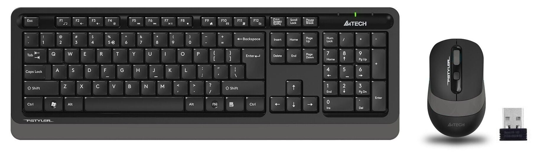 A4 Tech Fstyler FG1010 Kablosuz  Q Multimedya Klavye Mouse Seti - Gri (2000 DPI)