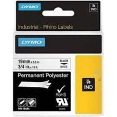 DYMO 18484 RhinoPRO Sabit Polyester Şerit 19mm x 5,5m Beyaz-Siyah