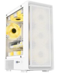 ELBA J‑330 Beyaz 650 W 80+ Sertifikalı ATX Kasa 650 W PSU Dahil Beyaz Temperli Cam Yan Panel Gaming Mid‑Tower