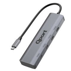QPORT Q-TUC06 USB Type-C to 4 Port USB Type-C Çoklayıcı Hub 4x USB-C Çıkışlı Veri ve Şarj Destekli Adaptör