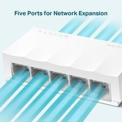 TP-LINK LS1005 5×10/100 Mbps RJ45 Fanless Yönetimsiz Masaüstü Switch – Plastik Kasa