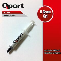 QPORT Q‑T55M 5 Gr 5 W/m‑K 2.7 g/cm³ Yoğunluk Thermal Conductivity Termal Macun Siyah Şırınga