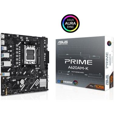 ASUS PRIME A620AM-K AMD A620 AM5 DDR5 7600 DP HDMI M2 USB3.2 AURA RGB mATX