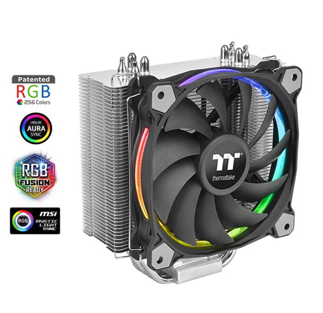 Thermaltake CL‑P052‑AL12SW‑A Riing Silent 12 RGB Sync Edition Intel‑AMD Tüm Soket Uyumlu 4× Ø6 mm Direct‑Touch Isı Borulu 159×140×74 mm 120 mm PWM Fan 150 W TDP CPU Soğutucu